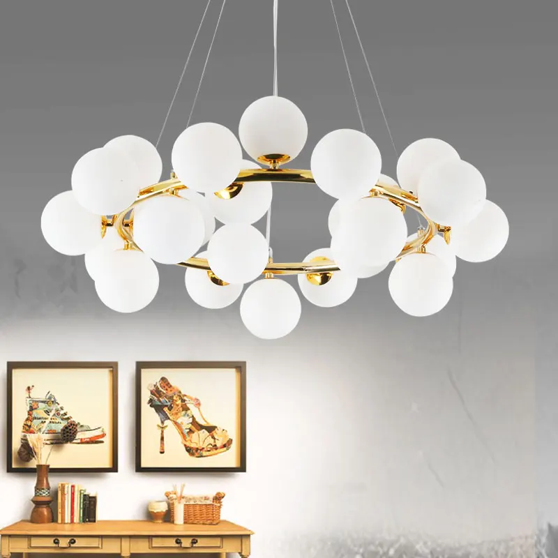 

Magic Bean Modern LED Pendant Chandelier Lights For Living Room Dining Room G4 Gold /Black White Glass Chandelier Lamp Fixtures