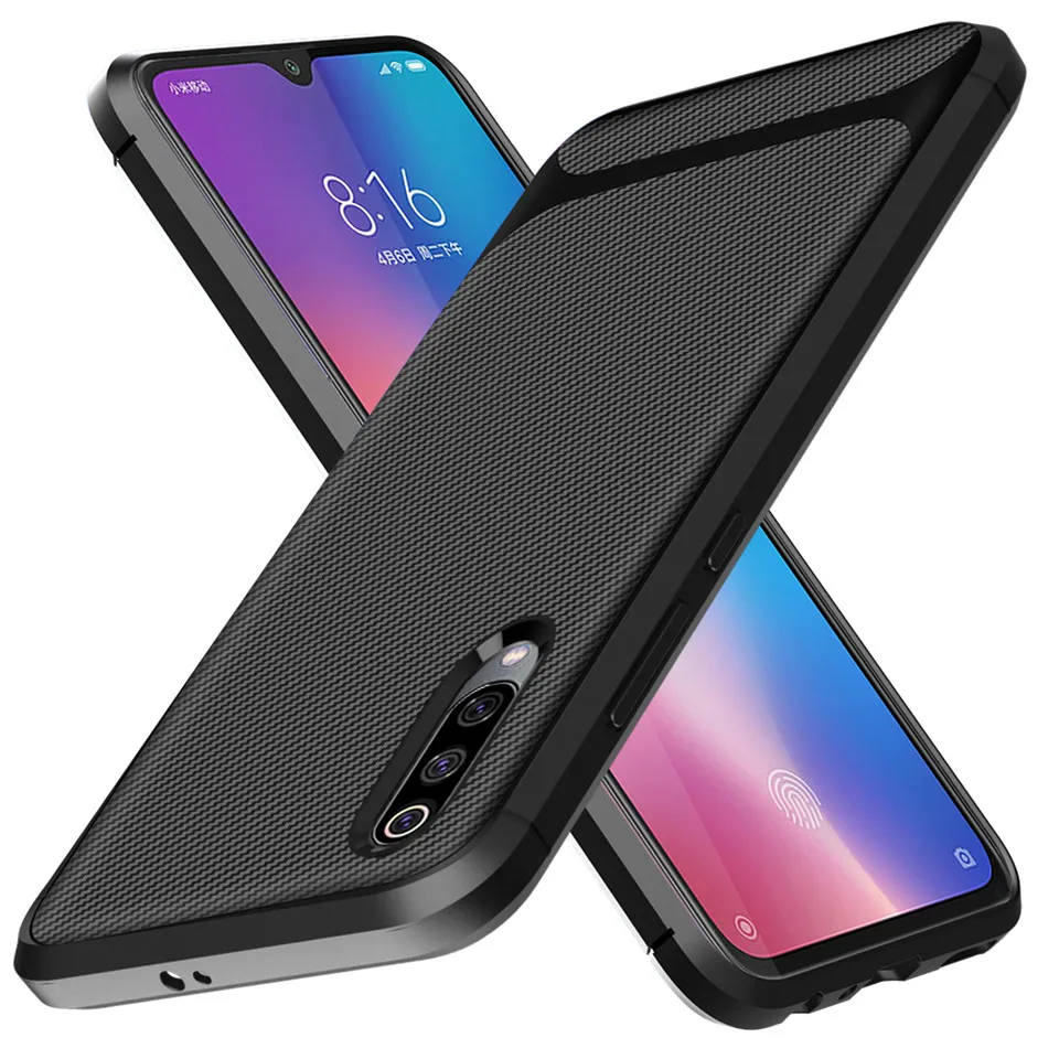Чехол для Xiaomi Mi CC9 мягкий силиконовый ударопрочный чехол из углеродного волокна