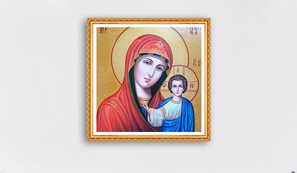 New 5D Diy Diamond Painting Religion Kazan Icon of our Lady Diamond Handicraft Needlework Crafts Embroidery Cross Stitch