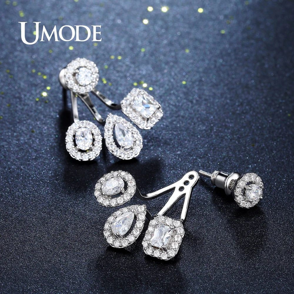 UMODE Креативный новый дизайн четыре овальные квадратные круглые серьги AAA CZ