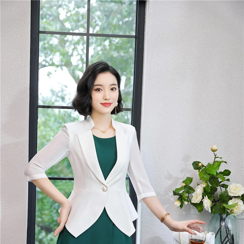 Новинка 2019 красные деловые блейзеры и куртки с рукавом до локтя женская одежда