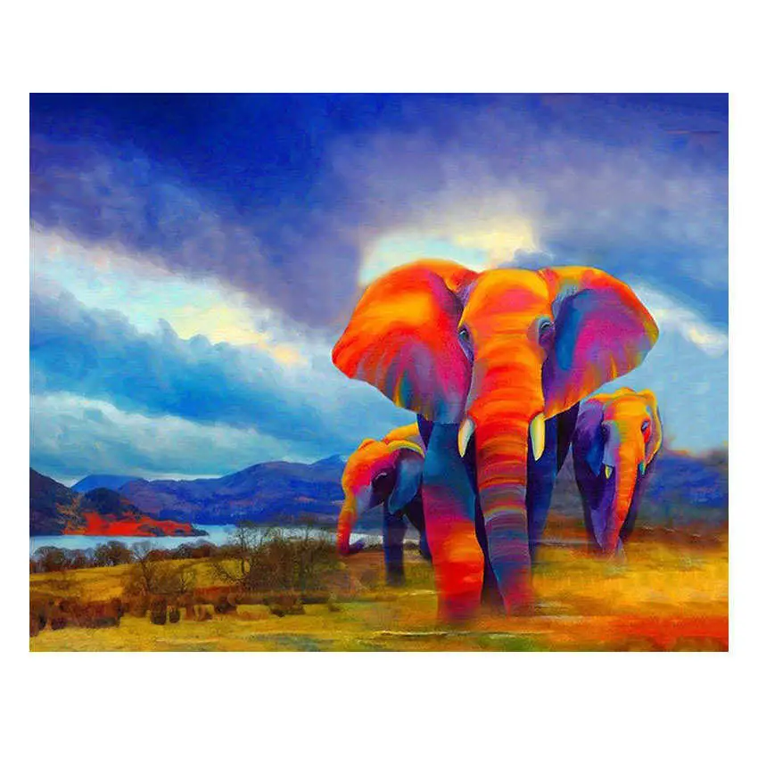 elephant painting 2 Раскраска по номерам, абстрактная картина, красочная женщина, холст, Раскраска по номерам - Цвет: elephant painting 2