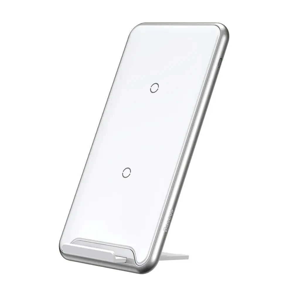Baseus 10 Вт 3 катушки Беспроводное зарядное устройство для iPhone X 8 samsung S9 Oppo Qi беспроводной зарядный коврик для мобильного телефона зарядное устройство с держателем - Тип штекера: white
