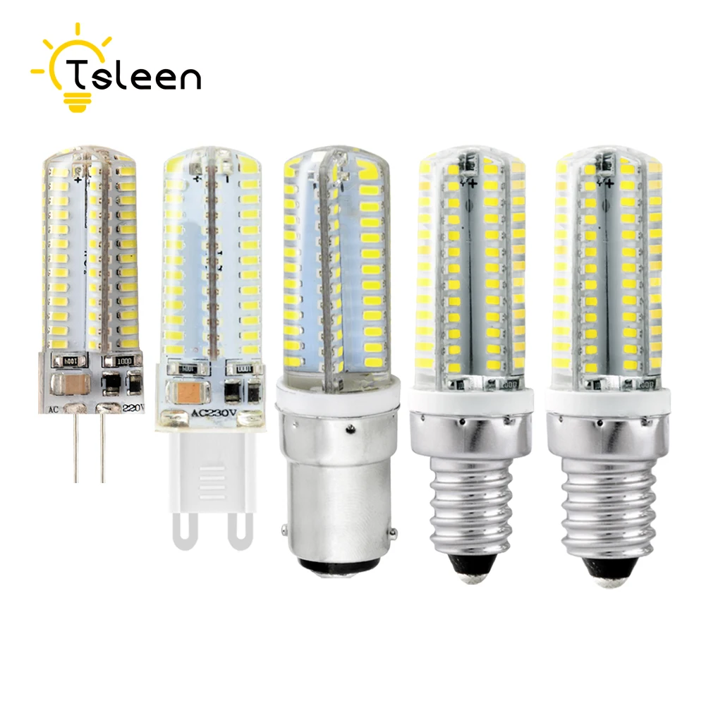 TSLEEN SMD3014 12V Mini G9 G4 Светодиодная лампа E14 B15 E12 светодиодная хрустальная люстра 220V