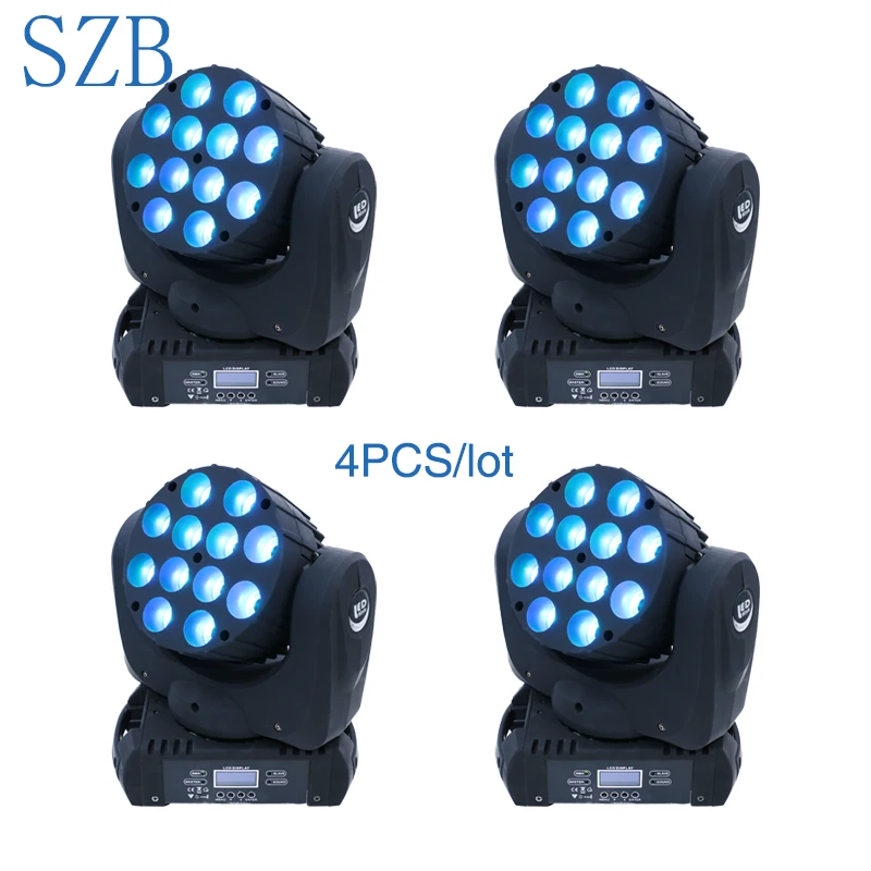 4 шт. 12x10 Вт RGBW 4в1 LED Moving Head Light шайба 9/16 DMX каналы для DJ Disco Party Light/SZB MH1210A|Эффект