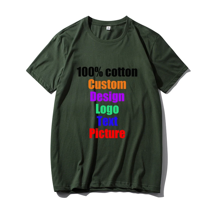 Unisex Custom Logo Photo Text printed Man Women T shirts Cotton Oversized Male Men Female Tees Team Company DIY T-shirt tees top | Мужская
