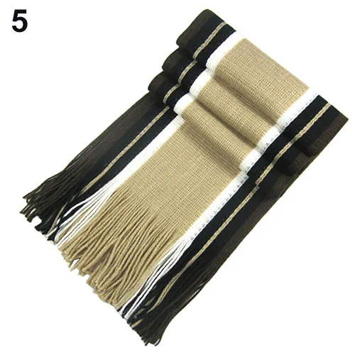 Популярная мужская классическая акриловая шаль Зимний теплый длинный полосатый