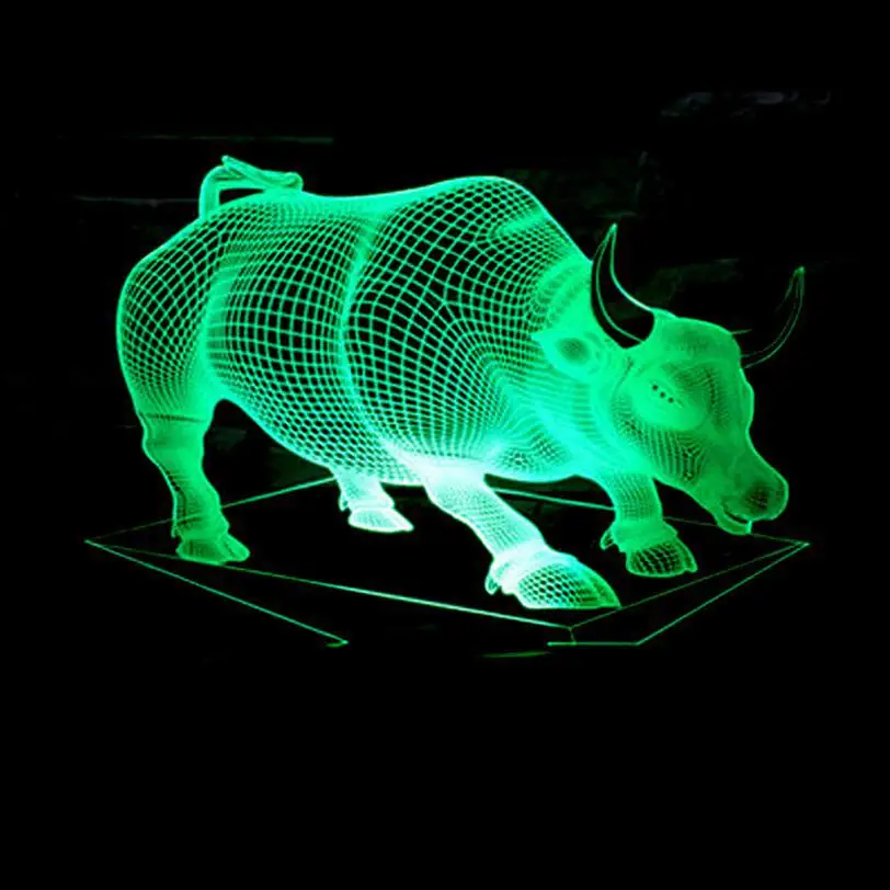 НОВЫЙ Bull 3d Led Красочный светильник s удаленный Управление игрушка лампы