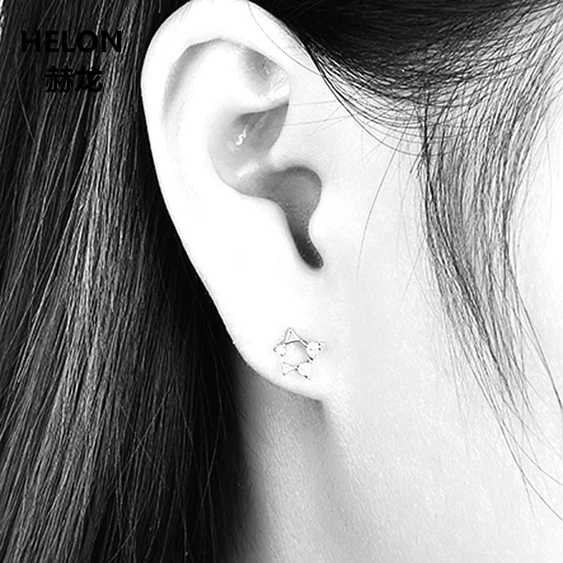 Solid 14k White Gold Natural Diamonds Women Stud Earrings Fine Jewelry Anniversary Party Wedding Trendy | Украшения и аксессуары