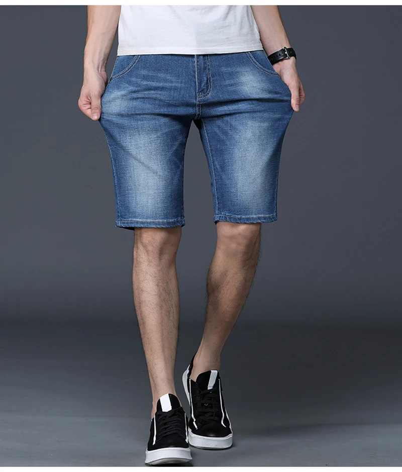 Men's Denim Shorts Good Quality Short Jeans Men Cotton Solid Straight Short Jeans Male Blue Casual Short Jeans High Quality