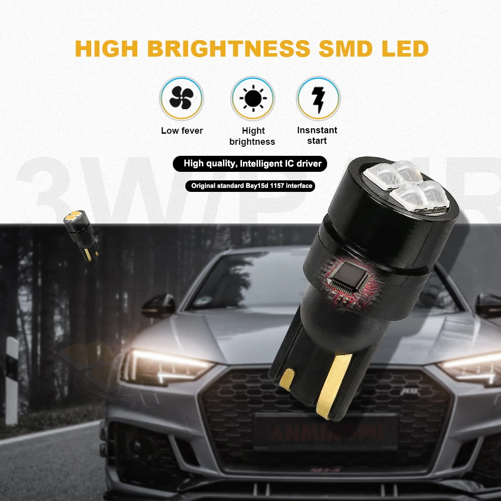 ANMINGPU 2 шт сигнальная лампа W5W светодиодный 3030 SMD T10 168 194 габаритные огни для чтения