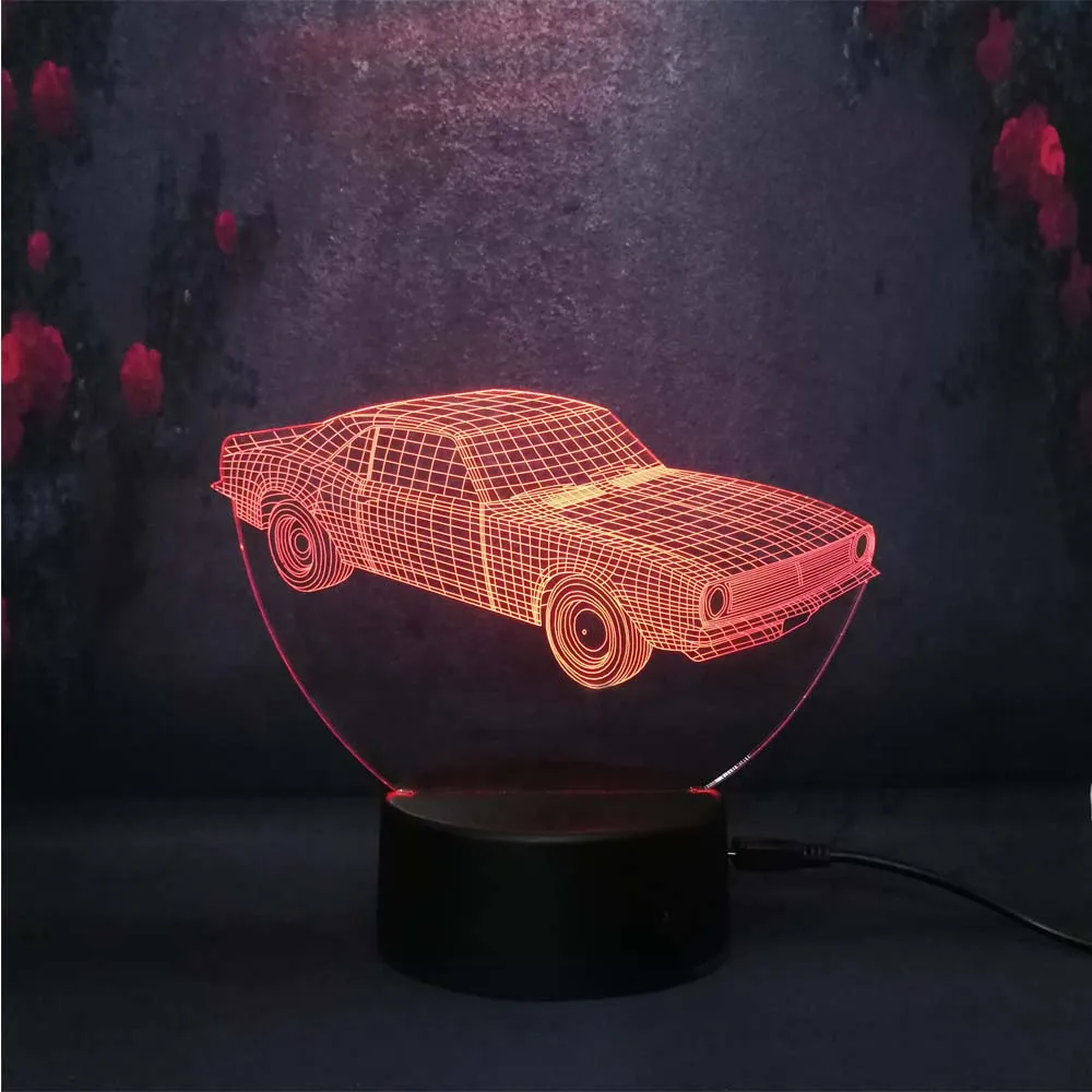 Новый крутой мальчик игрушки автомобиль 3D ночник Led 7 цветов Изменение Usb