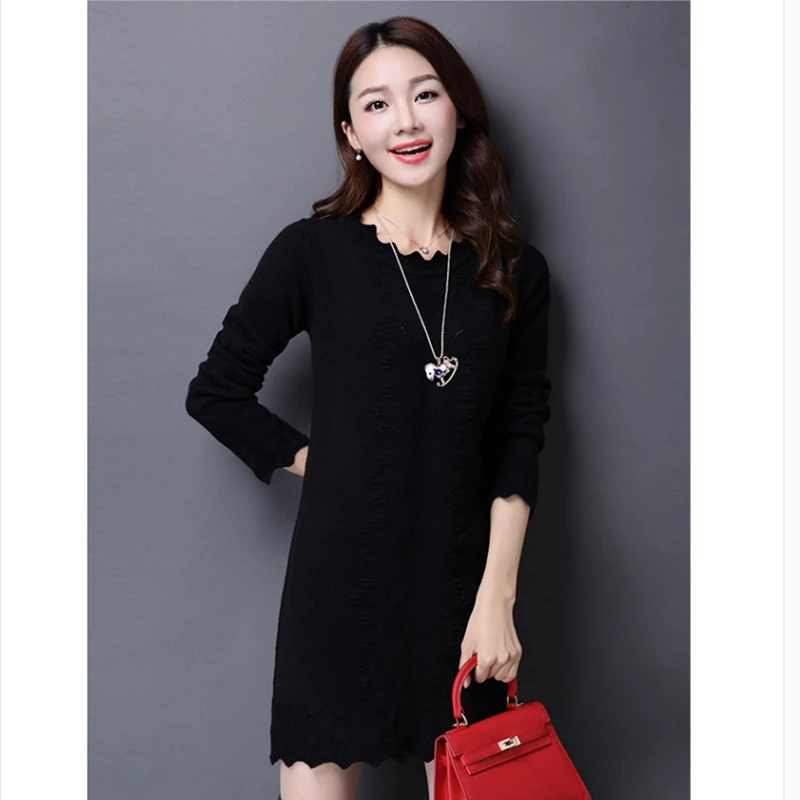 

Women Sweaters Dress Plus Size 3XL 2018 Winter Medium- Long Pullovers Slim Sweater Female Bottom Sweater Knitwear Tops ZL784