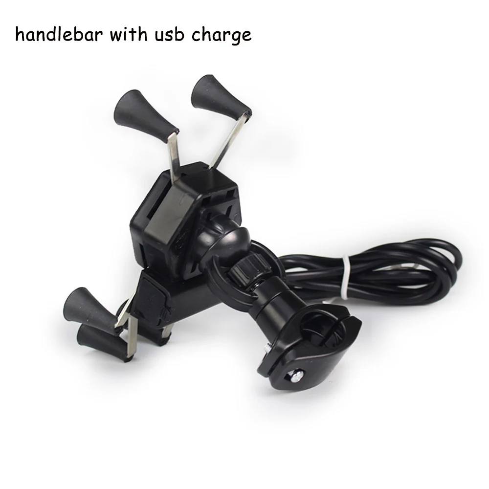 CHandlebar ACCNIC мотоциклетные подставка держатель для мобильного телефона с USB Зарядное устройство для samsung S9 S10 S8 примечание 9 велосипедов X-Тип стенд Поддержка 3,5-6 дюймов - Цвет: CHandlebar