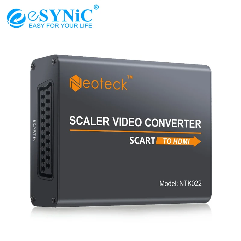 Алюминиевый преобразователь eSYNiC 1080P SCART в HDMI + адаптер питания 5 В/2A UK EU 3 мм для