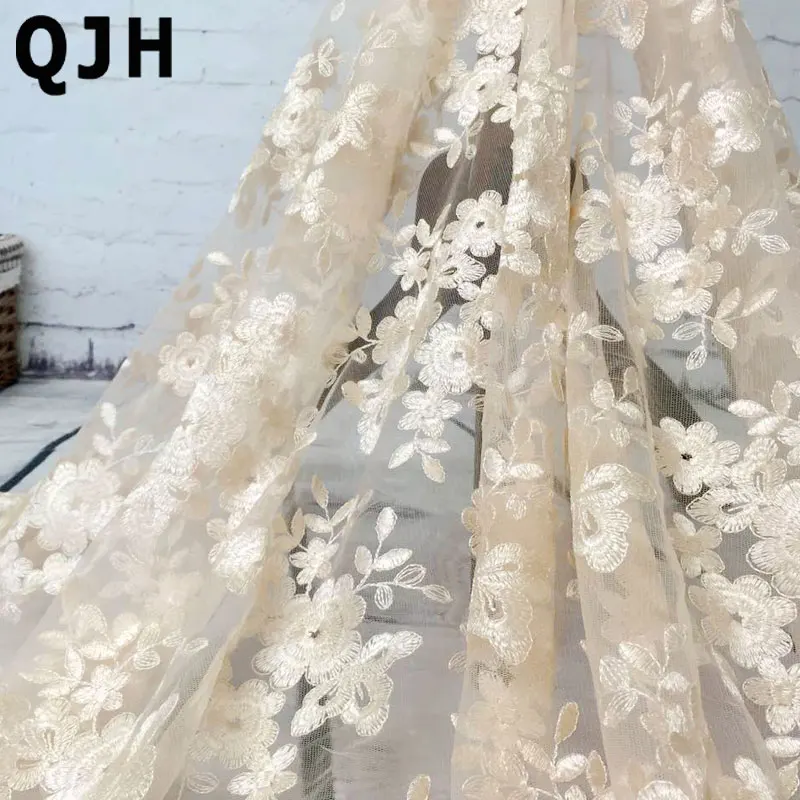 5 ярдов/партия элегантное Тюлевое Сетчатое платье с вышивкой Ярко белая