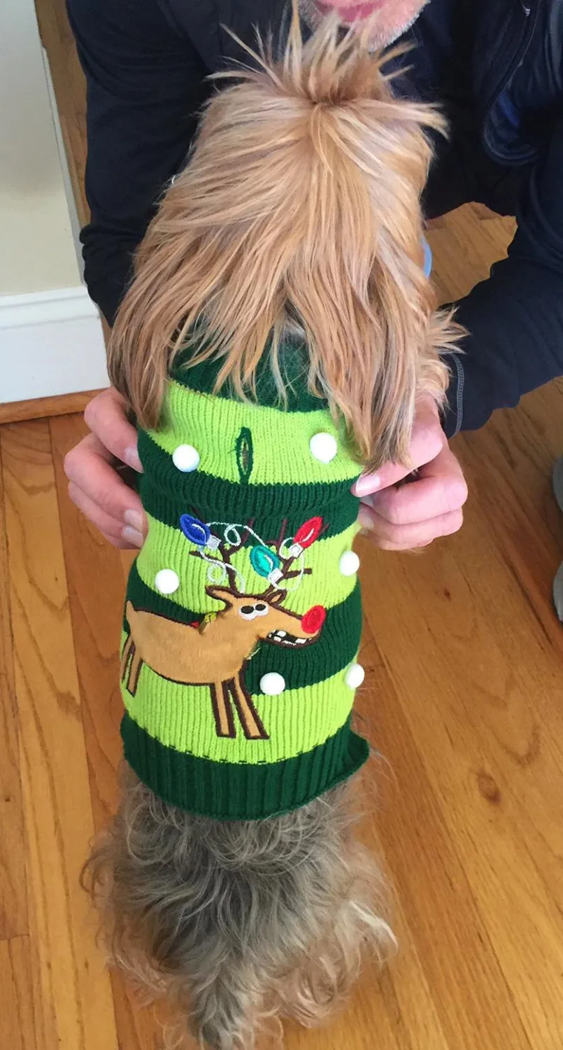 Christmas Reindeer Dog Knit Sweater Fashion Pet Clothes Keep Warm Clothing Costume For Puppy Chihuahua DOGGYZSTYLE |