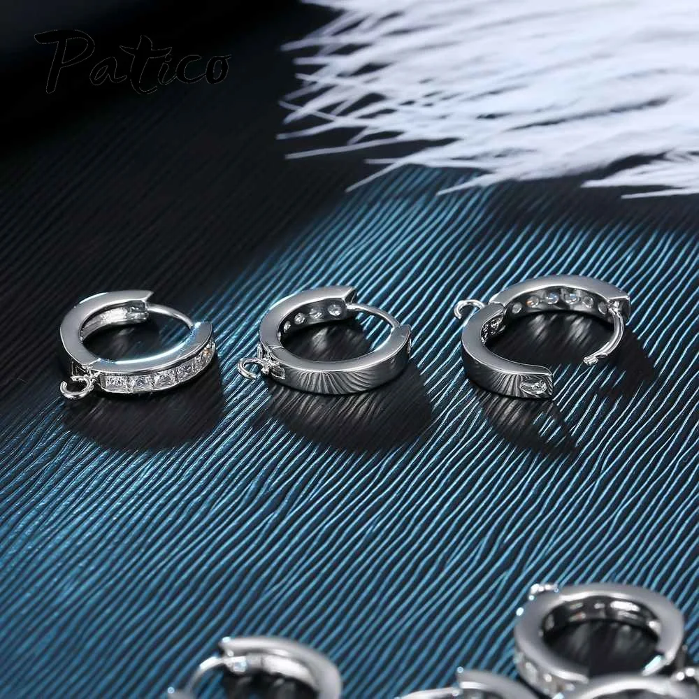 Серьги кольца с цирконием серебро 925 пробы|jewelry accessories|making jewelrycubic zirconia |