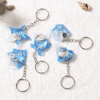 1pc summer ocean style multi kinds sea animals keychain glitter flatback resin pendant necklaces charms for woman