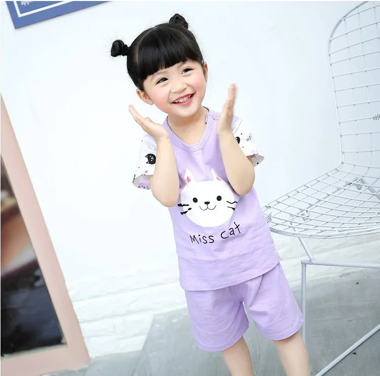 for 3-4t kids clothes summer baby T-shirt two-piece suit cotton boy girl cartoon children's clothing new boys | Детская одежда и