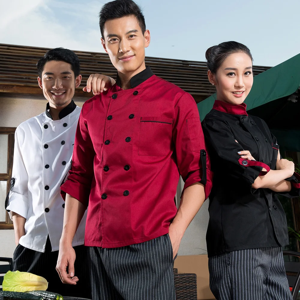 

Chef's Long Sleeve Coat Restaurant Hotel Chef Uniform Thick Chef Uniforms