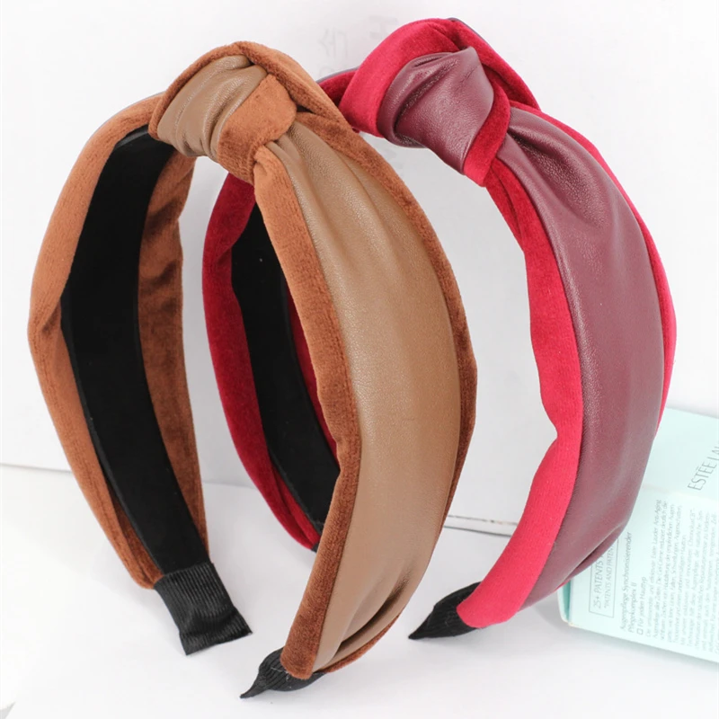 3 шт./лот бархат кусочков кожи узлом Ретро повязки для Для женщин два тона девушки