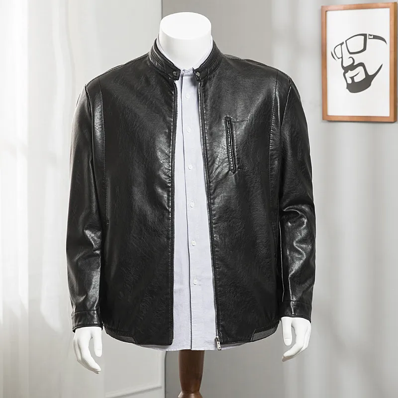 8XL 6XL 5XL 4X мужская кожаная куртка из натуральной козьей шкуры Черная бомбер