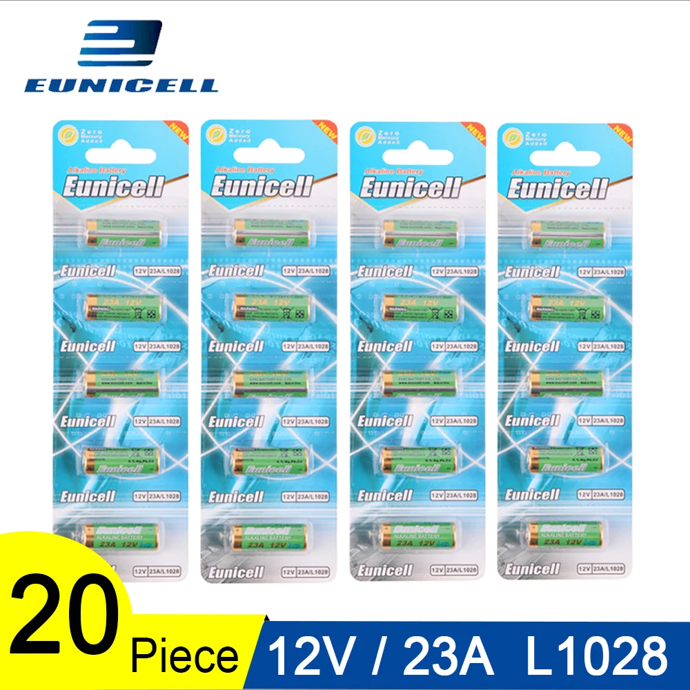 20 шт = 4 карты 12В 23А сухая щелочная батарея 21/23 A23 E23A MN21 MS21 V23GA L1028 Eunicell