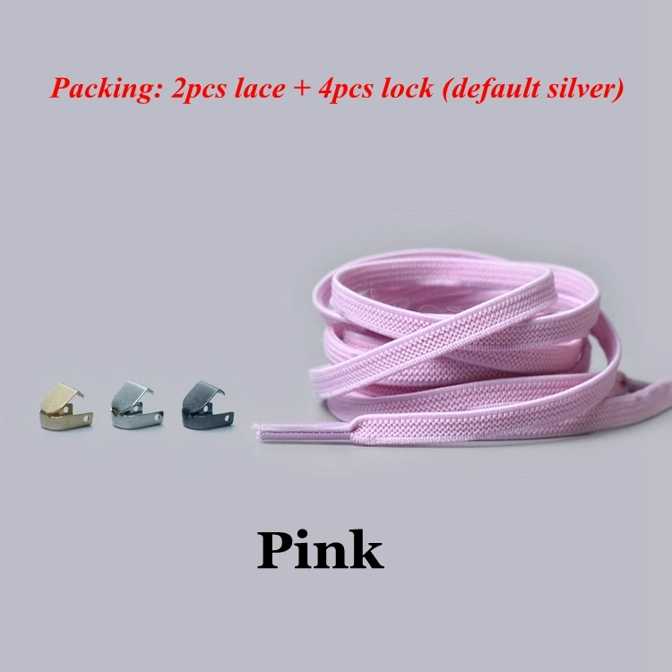 Pink 1 пара плоские эластичные фиксирующие шнурки без завязок шнурки для детей и взрослых кроссовки обувь кружева быстро ленивые Ботинки со шнурками - Цвет: Pink