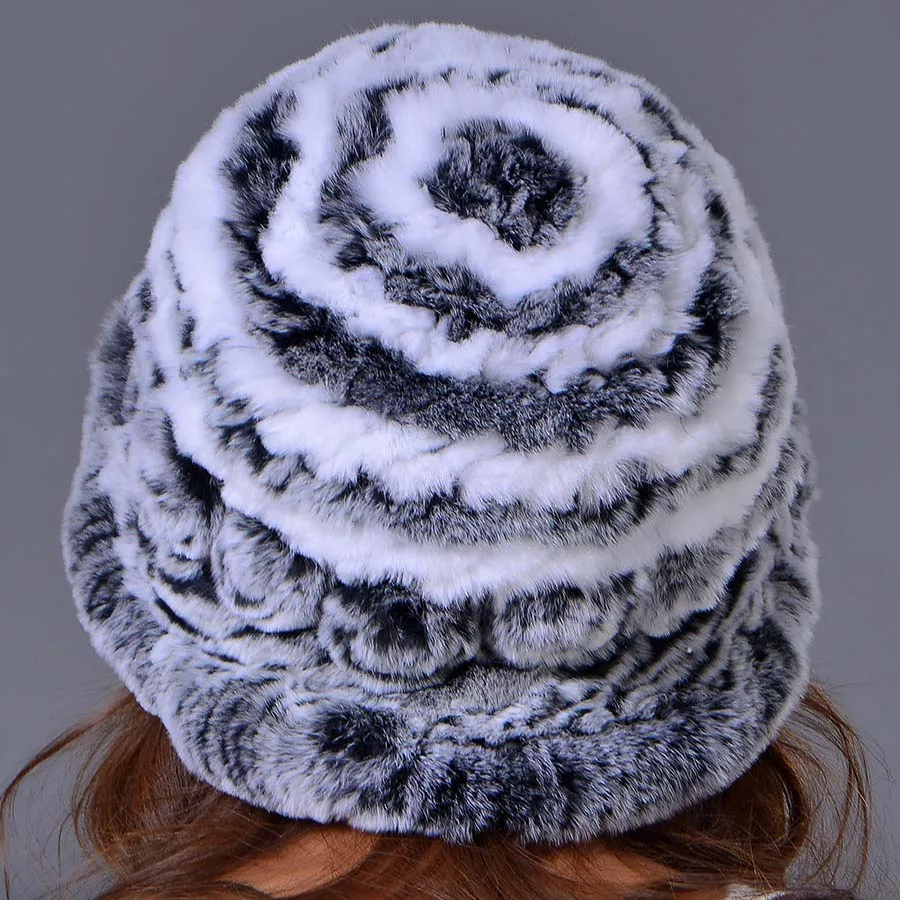 2018 женские головные уборы осень женский мех кролика Рекс с цветочным принтом