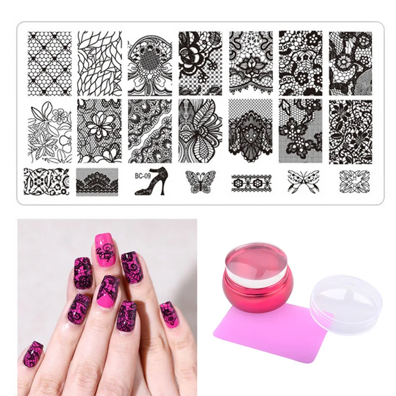 Шаблон для дизайна ногтей 1 набор скребок стемпинга ногтей|nail art templates|nail stamping