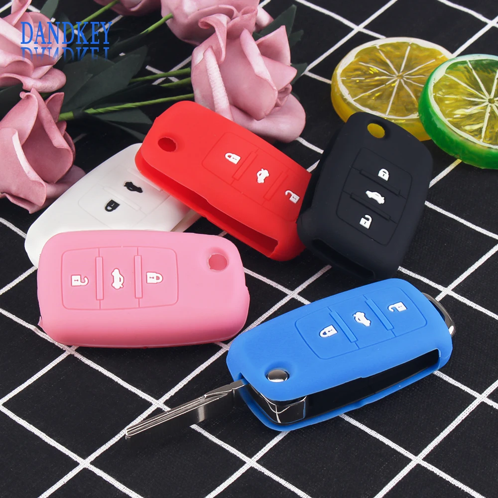 Силиконовый чехол Dandkey для автомобильного ключа VW Polo Golf 4 5 6 Bora Jetta Volkswagen Passat Skoda