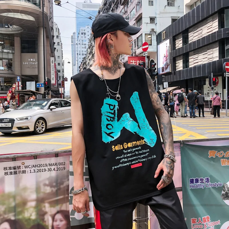 Топ на бретельках для мужчин принт забавные буквы мужской жилет большого размера