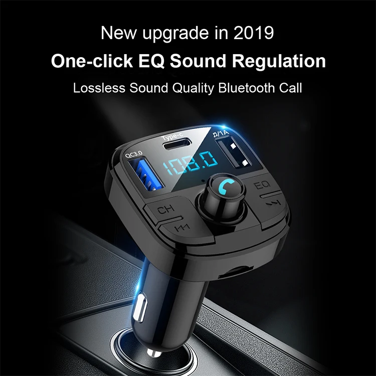 LCAV BT V5.0 автомобильный fm-передатчик двойной usb type C автомобильное зарядное устройство поддерживает tf-карту/USB/многофункциональный плеер