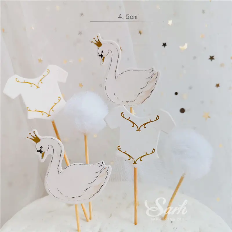Swan hairball set Лебедь Спящая Девушка торт Топпер Bling алмаз корона украшения День Святого Валентина День рождения украшения для выпечки прекрасные подарки - Цвет: Swan hairball set
