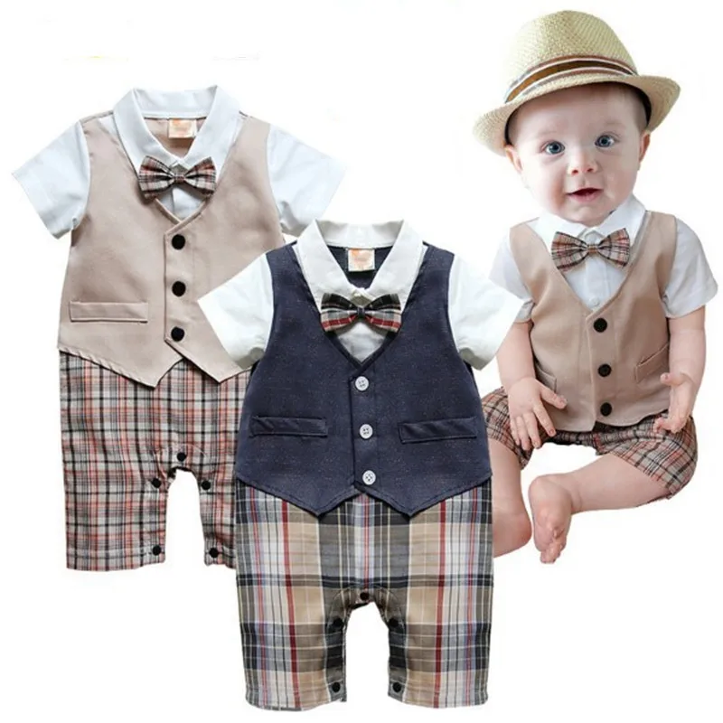 Songge Boy Clothing New Arrival Casual Romper Children Clothes Western Style Plaid Body Suit Baby Coverall |