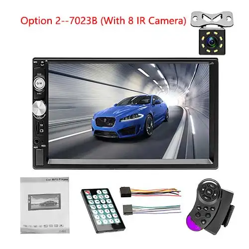 Camecho 2 Din автомагнитола " Bluetooth стерео Мультимедийный плеер авторадио MP3 MP5 Сенсорный экран Автомагнитола Поддержка камеры заднего вида - Цвет: 7023b with 8 IR