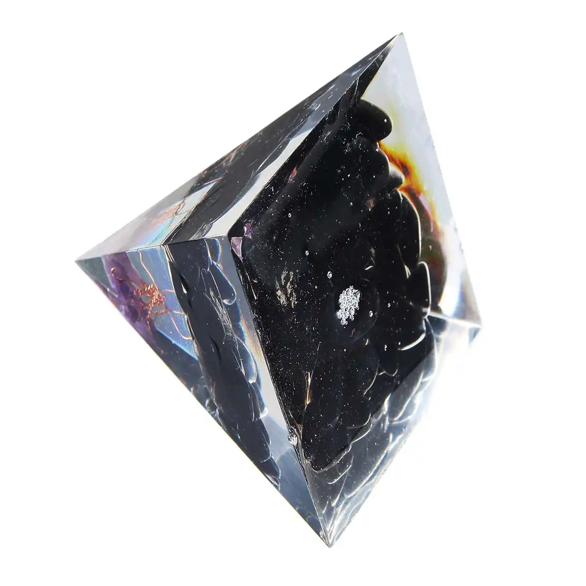 Сбора Fortune orgonite пирамиды 55x55x65 мм рейки фэн-шуй украшения с украшением в виде кристаллов Руна Orgone аккумулятор смолы декоративное мастерство, suzani