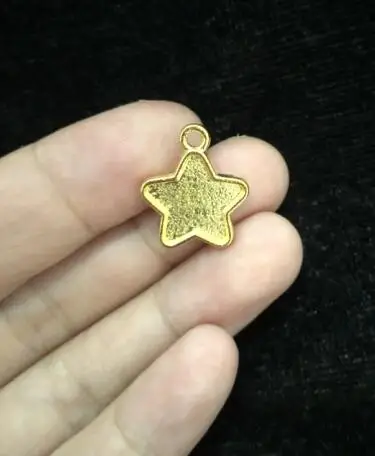round star 10 шт., ожерелье в виде сладкого сердца, УФ-смола, поднос с подвеской, сделай сам, ободок, золотая металлическая звезда, базовый поднос, установка, ювелирное изделие, аксессуары для изготовления кошек - Цвет: round star