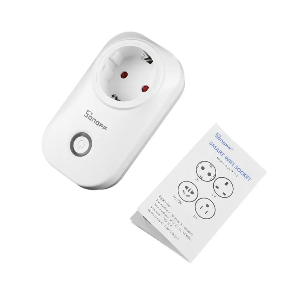 EU Plug Sonoff S20 умный дом Wifi беспроводной пульт дистанционного управления розетка питания через приложение телефон Бытовая Автоматизация розетка переключатель таймер - Комплект: EU Plug