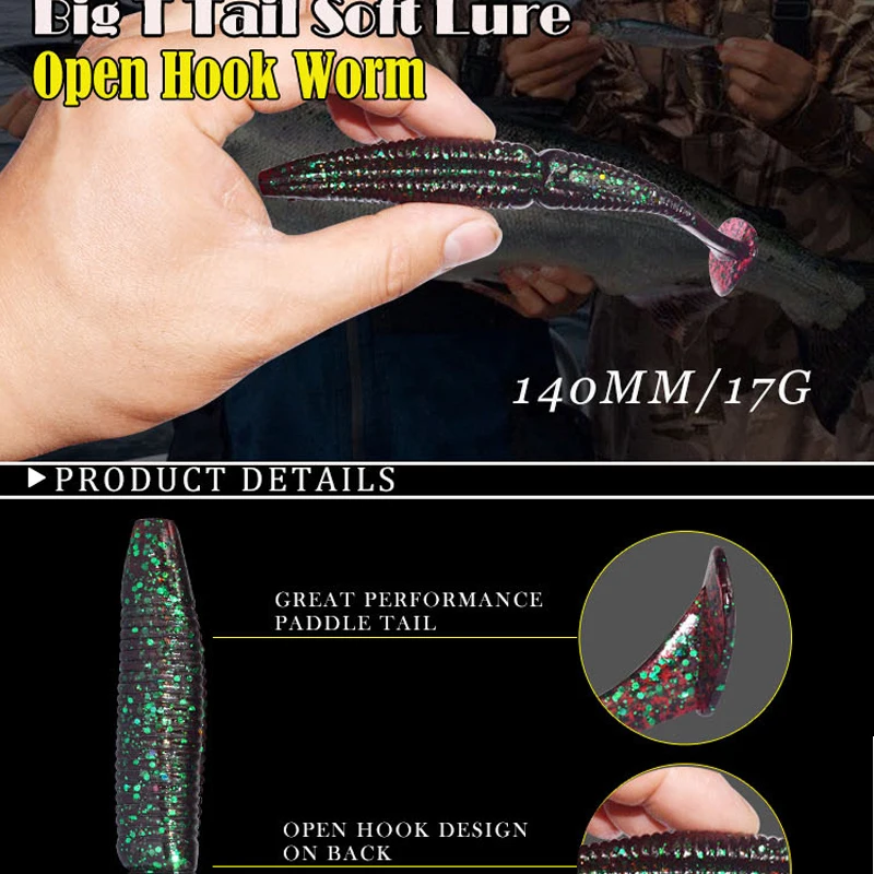 T-Tail Fish 17g 140mm Soft Fishing Lure 3Pieces/Lot Bait 3 Colors with Scales 3D Eyes Lake River Shad | Спорт и развлечения