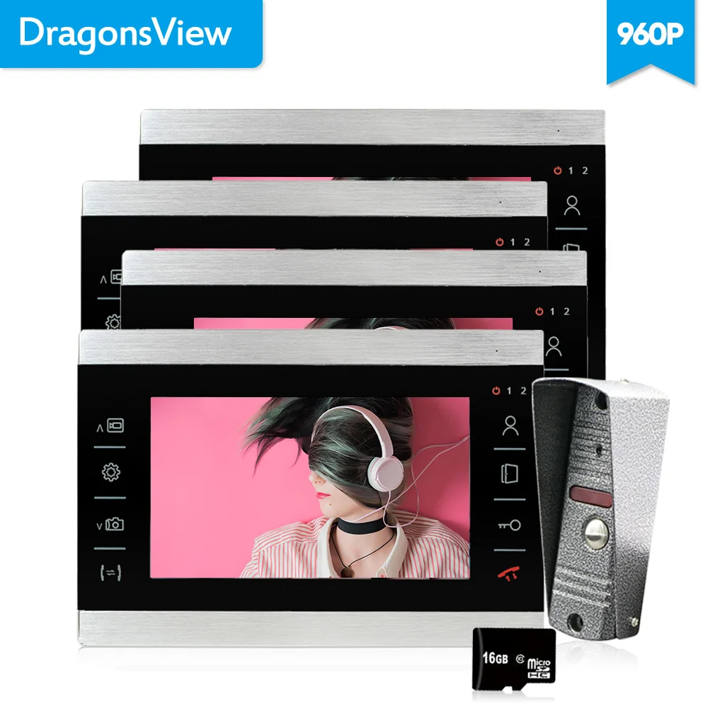 Dragonsview 7 дюймов 960P видео домофон комплект глаз HD дверной звонок Домашний