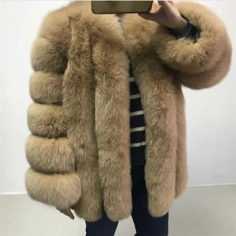 TOPFUR New Fashion Winter Natrual Fox Fur Coat Real Fur Coat For Women Jacket For Female Basic Jackets Outerwear & Coats