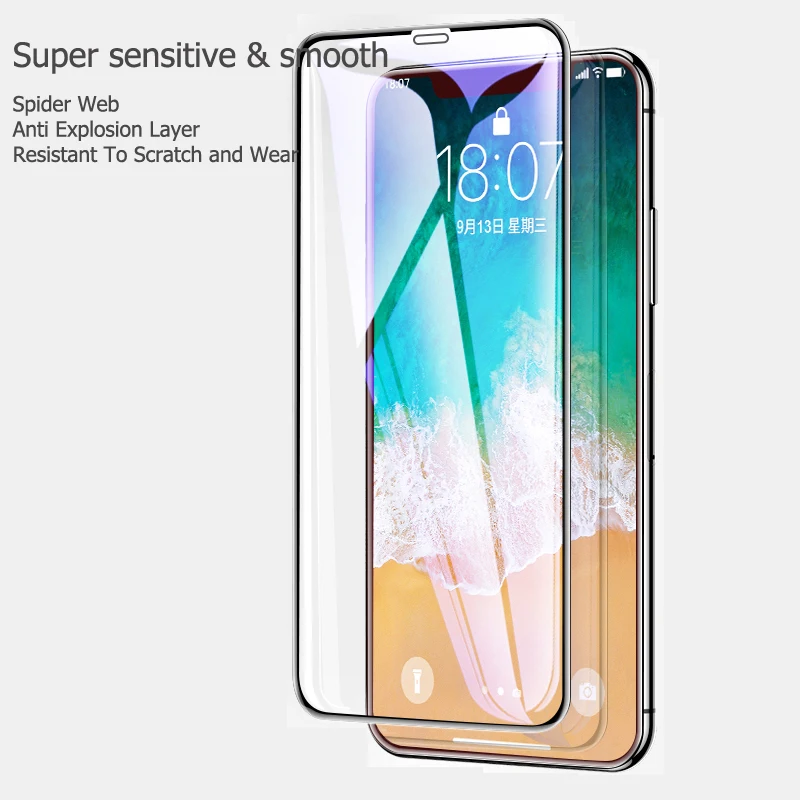 9H полное покрытие закаленное стекло для iPhone 7 8 6 6s Plus XR XS MAX Защитная пленка экрана