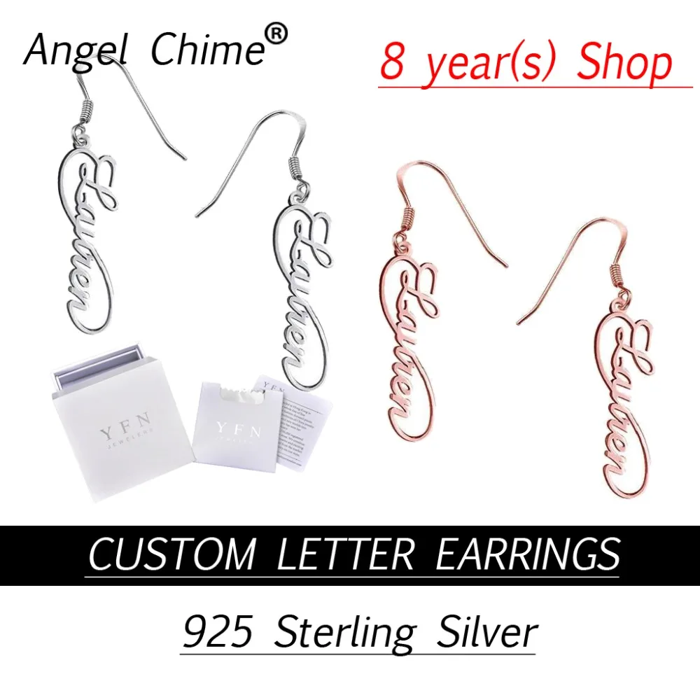 

Angle Chime брендовые персонализированные серьги-капли с надписью Infinity, Настоящее серебро 925 пробы, высокое качество