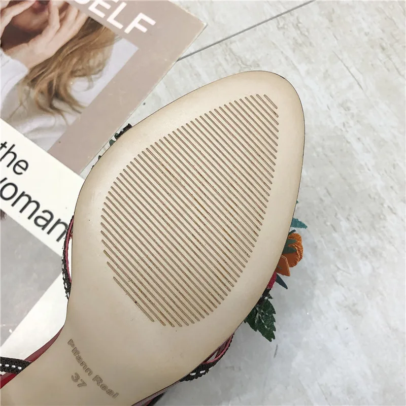 

Women Flower Floral Summer Shoes Casual Zipper Flat Heels Mixed Colors Flat Heel Rome Sandals Shoes Woman