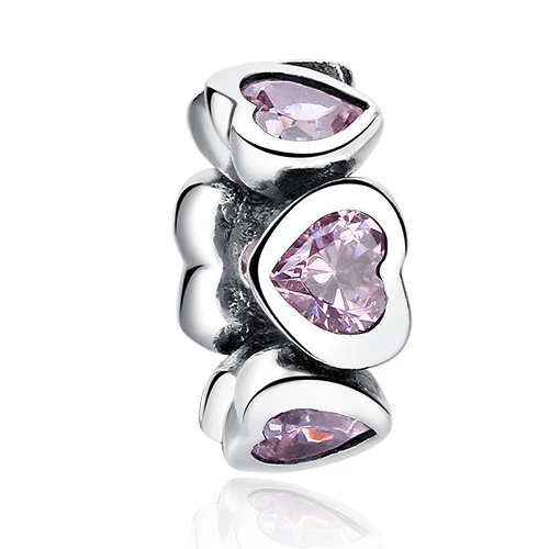 PY1245 BELAWANG 925 пробы Серебряный Розовый кристалл шармы Бусины Fit Pandora браслет кулон для женщин Оригинальные Ювелирные изделия Аксессуары - Цвет: PY1245