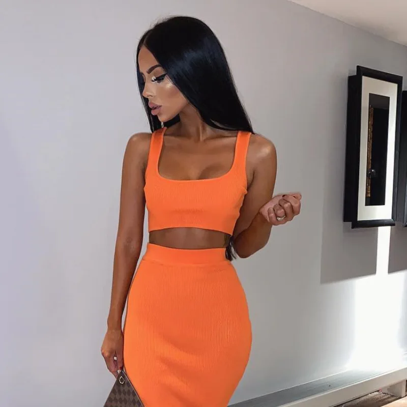 COSYGAL топ на бретелях + юбка комплект из двух предметов для ночного клуба 2 Женская