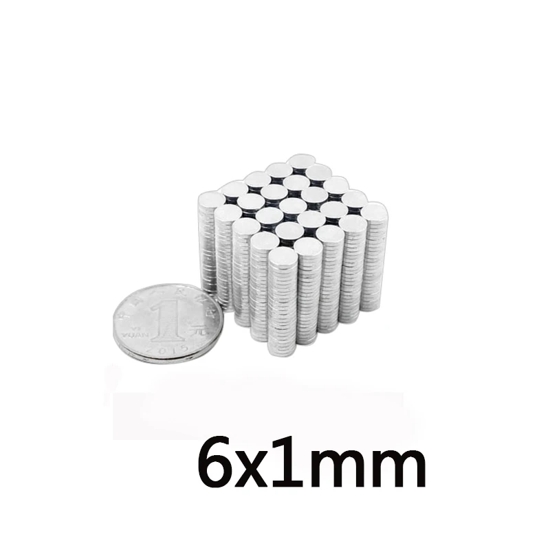 100/200/500/1000 шт сильная цилиндр редкоземельный магнит 6X1 м Неодимовый N35 мини