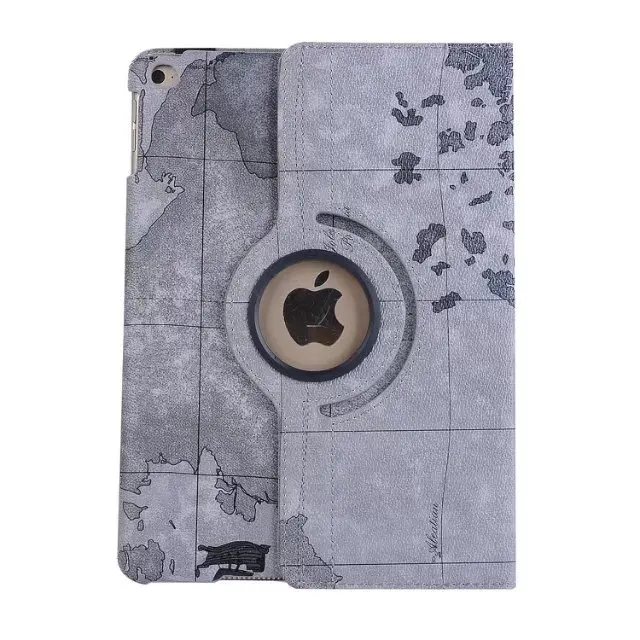 Серый Новинка 360 градусов вращения флип для ipad air 1 2 Смарт Стенд карта мира чехол для Apple ipad 5 6 9,7 Чехол+ пленка+ стилус - Цвет: Серый